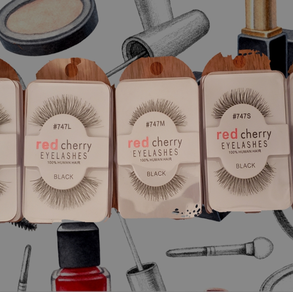 5 Pairs of red cherry Human Hair False Lashes